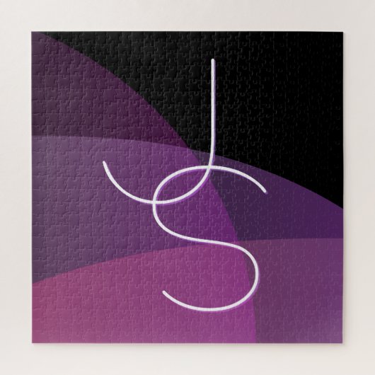 Uw overlappende initialen | Modern paars & roze Legpuzzel (Verticaal)