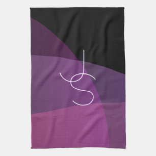 Uw overlappende initialen Modern paars & roze Theedoek