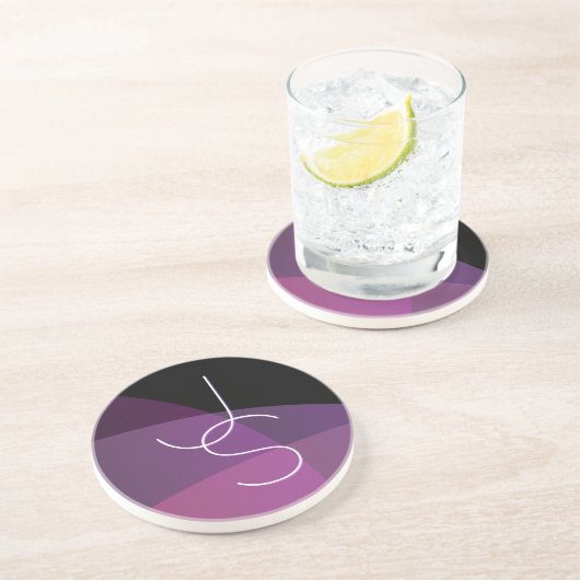 Uw overlappende initialen | Modern paars & roze Zandsteen Onderzetter (Zijkant)