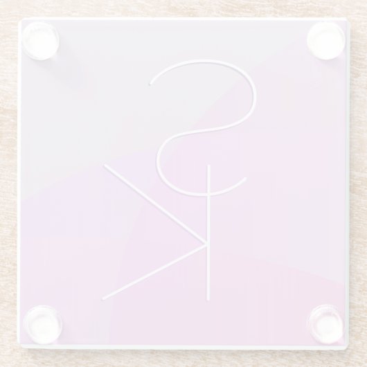 Uw overlappende Initialen | Modern roze geometrisc Glazen Onderzetter (Achterkant)