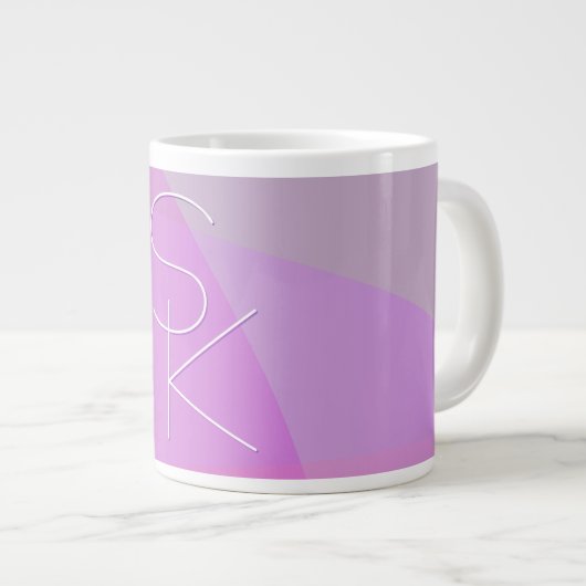 Uw overlappende Initialen | Modern roze geometrisc Grote Koffiekop (Voorkant rechts)