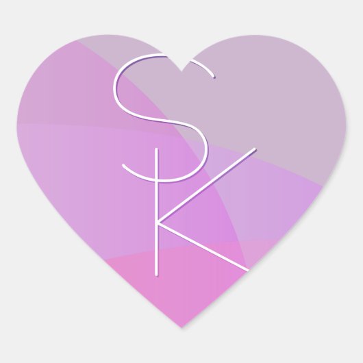 Uw overlappende Initialen | Modern roze geometrisc Hart Sticker (Voorkant)