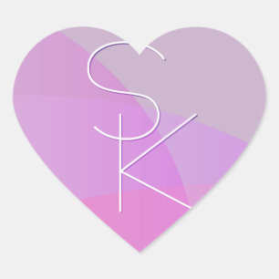 Uw overlappende Initialen   Modern roze geometrisc Hart Sticker