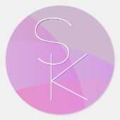 Uw overlappende Initialen | Modern roze geometrisc Ronde Sticker (Voorkant)