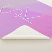 Uw overlappende Initialen | Modern roze geometrisc Sherpa Deken (3/4)