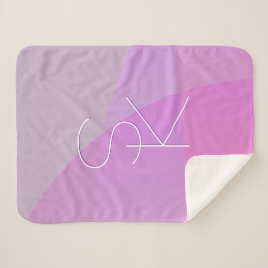 Uw overlappende Initialen | Modern roze geometrisc Sherpa Deken (Voorkant (horizontaal))