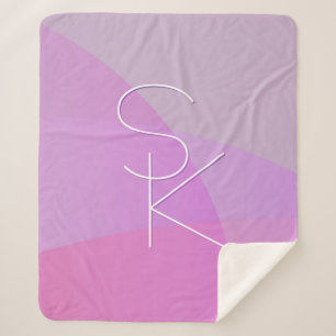 Uw overlappende Initialen   Modern roze geometrisc Sherpa Deken