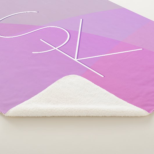Uw overlappende initialen | Modern roze geometrisc Sherpa Deken (3/4)