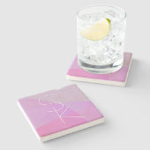 Uw overlappende Initialen | Modern roze geometrisc Stenen Onderzetter (Zijkant)