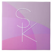 Uw overlappende Initialen | Modern roze geometrisc Tegeltje (Voorkant)