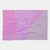 Uw overlappende Initialen | Modern roze geometrisc Theedoek (Horizontaal)