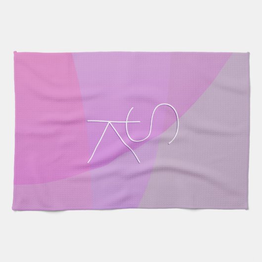 Uw overlappende Initialen | Modern roze geometrisc Theedoek (Horizontaal)