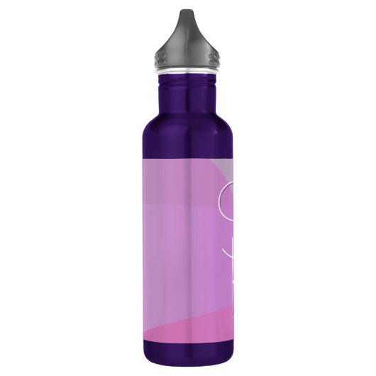 Uw overlappende Initialen | Modern roze geometrisc Waterfles (Links)