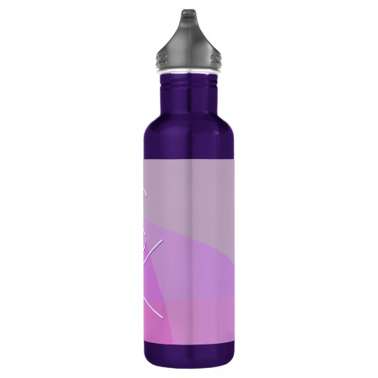 Uw overlappende Initialen | Modern roze geometrisc Waterfles (Rechts)