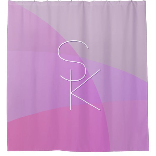 Uw overlappende initialen | Moderne roze geometris Douchegordijn (Voorkant)