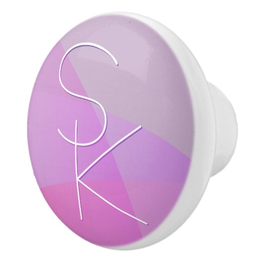 Uw overlappende initialen | Moderne roze geometris Keramische Knop (Rechts)