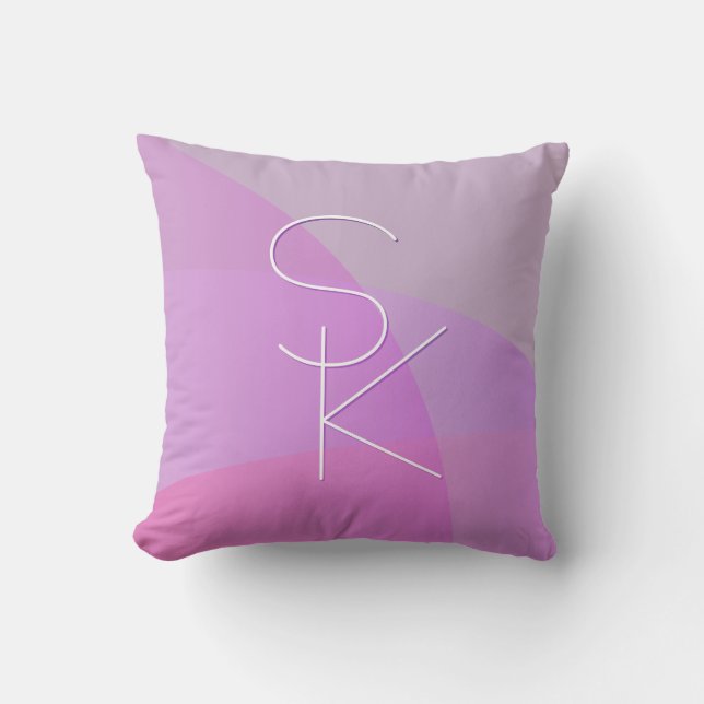 Uw overlappende initialen | Moderne roze geometris Kussen (Voorkant)