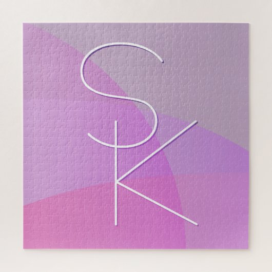Uw overlappende initialen | Moderne roze geometris Legpuzzel (Verticaal)