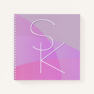 Uw overlappende initialen Moderne roze geometris Notitieboek