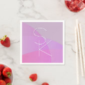 Uw overlappende initialen | Moderne roze geometris Servet (Insitu)