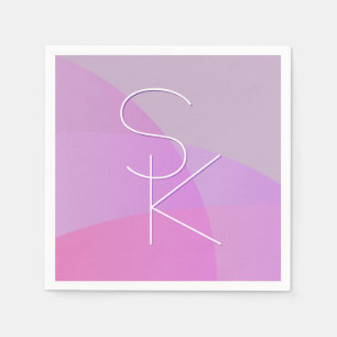 Uw overlappende initialen Moderne roze geometris Servet