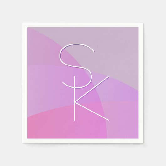 Uw overlappende initialen | Moderne roze geometris Servet (Voorkant)