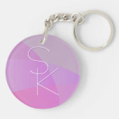 Uw overlappende initialen | Moderne roze geometris Sleutelhanger (Achterkant)