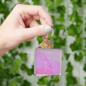 Uw overlappende initialen | Moderne roze geometris Sleutelhanger (Hand)