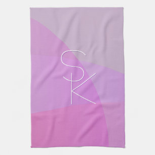 Uw overlappende initialen Moderne roze geometris Theedoek