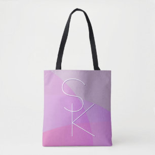 Uw overlappende initialen   Moderne roze geometris Tote Bag