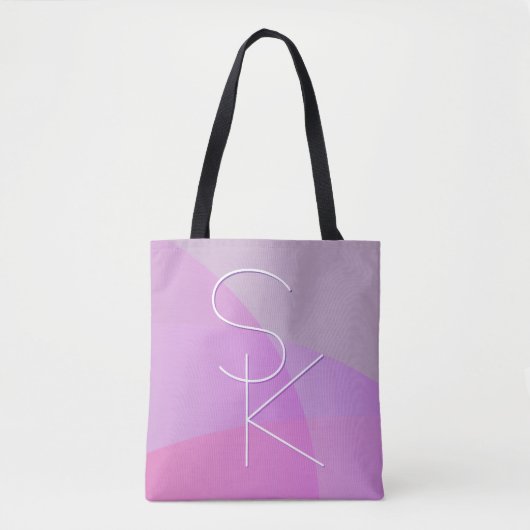 Uw overlappende initialen | Moderne roze geometris Tote Bag (Voorkant)
