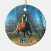 Uw paard foto Kerstmis gouden glitter Keramisch Ornament (Voorkant)