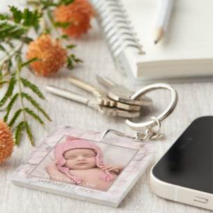 Uw Persoonlijke Elegante Roze Grijs Marmer Patroon Sleutelhanger