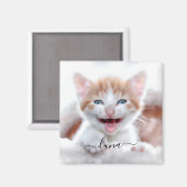 Uw Pet Cat Fotonaam met Swashes Magneet (Voorkant / Achterkant)