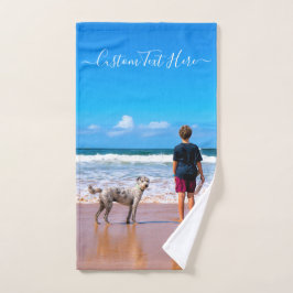 Uw Pet Photo Badhanddoeken met Aangepaste Tekstnaa Bad Handdoek