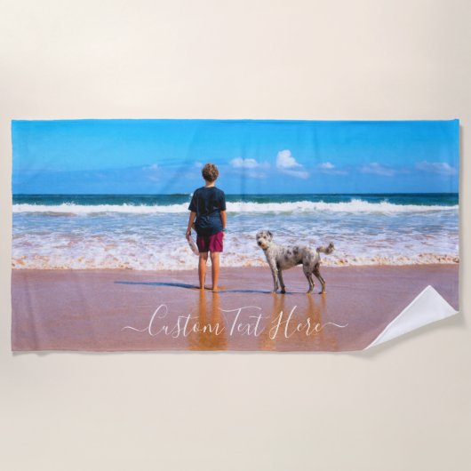 Uw Pet Photo Beach Handdoek met aangepaste tekst (Voorkant)