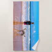 Uw Pet Photo Beach Handdoek met aangepaste tekst (Voorkant)