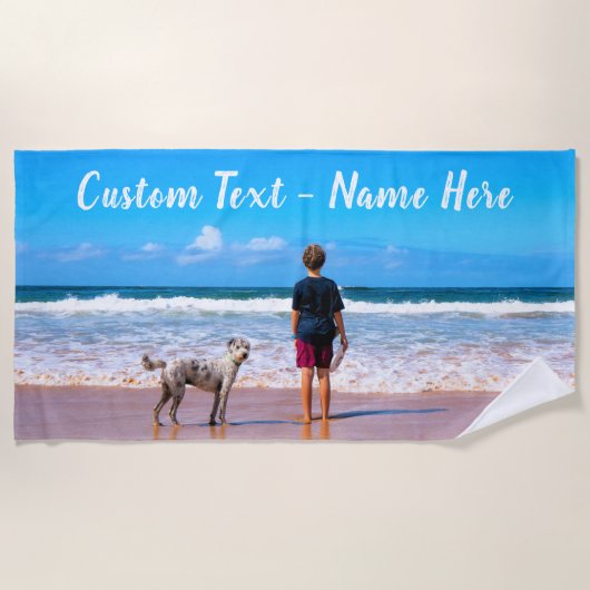 Uw Pet Photo Beach Handdoek met aangepaste tekst (Voorkant)
