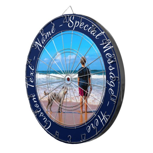 Uw Pet Photo Dart Board met aangepaste tekst Dartbord (Voorkant Rechts)