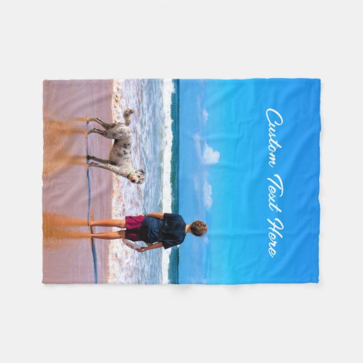 Uw Pet Photo Fleece Deken met aangepaste tekst (Voorkant (Horizontaal))