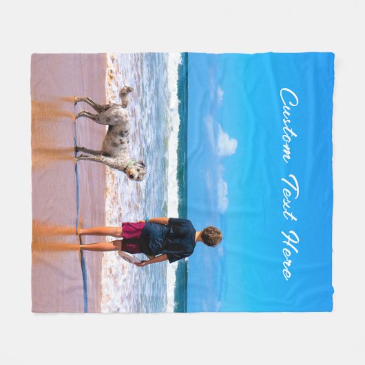 Uw Pet Photo Fleece Deken met aangepaste tekst (Voorkant (Horizontaal))