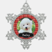 Uw Pet Red Plaid Ornament gepersonaliseerd (Voorkant)