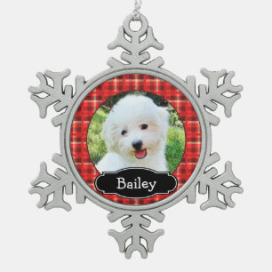 Uw Pet Red Plaid Ornament gepersonaliseerd