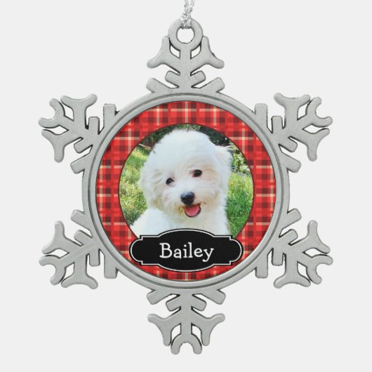 Uw Pet Red Plaid Ornament gepersonaliseerd (Voorkant)