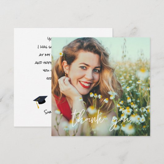 Uw Pet van het Afstuderen van de Foto Dank u Witte Bedankkaart (Voorkant / Achterkant)