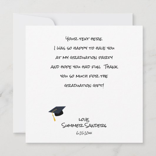 Uw Pet van het Afstuderen van de Foto Dank u Witte Bedankkaart (Achterkant)