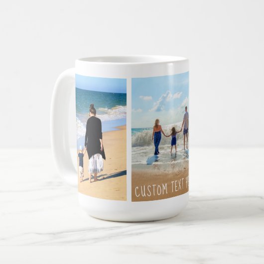 Uw Photo Collage Coffee Mok met aangepaste tekst (Voorkant links)