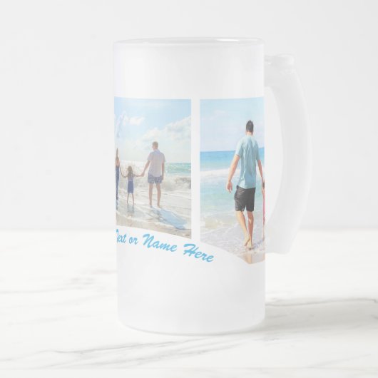 Uw Photo Collage Glass Beer Mok met aangepaste tek (Voorkant rechts)