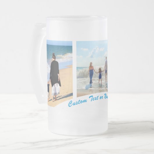 Uw Photo Collage Glass Beer Mok met aangepaste tek (Voorkant links)