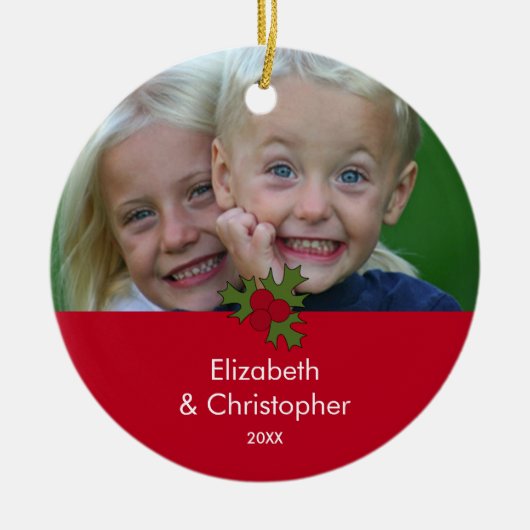Uw Photo Holly Lijst kerstversiering Keramisch Ornament (Voorkant)